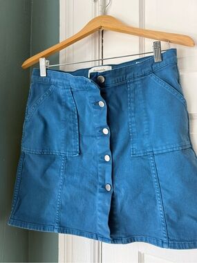 Acquaverde (French) A-line button up denim cotton stretch skirt Size 42